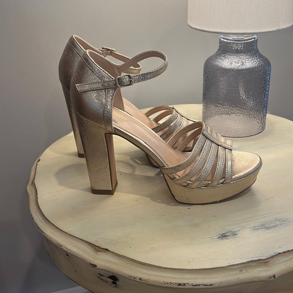 Gold limelight chunky heels. Wore once to my sons wedding
